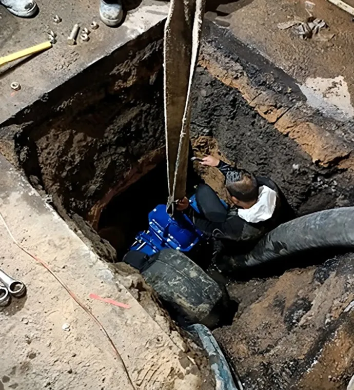 Sustitución de red de drenaje con conexiones y pozos de visita